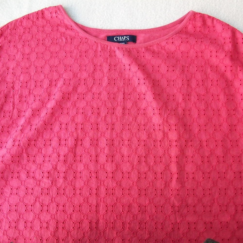 Chaps Top M Red Geometric Pattern Sleeveless Shirt - image 3